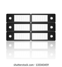 Black binders horizontal isolated on white background, vector illustration