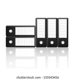 Black binders vertical and  horizontal isolated on white background, vector illustration