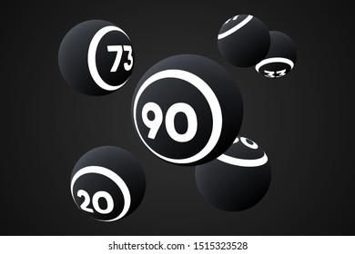 Black Bingo Balls Vector Illustration