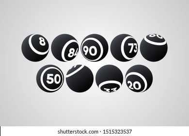 Black Bingo Balls Vector Illustration