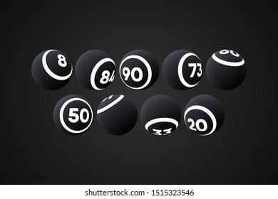 Black Bingo Balls Vector Illustration