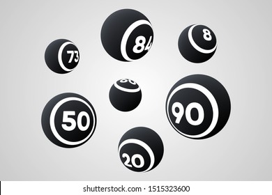 Black Bingo Balls Vector Illustration