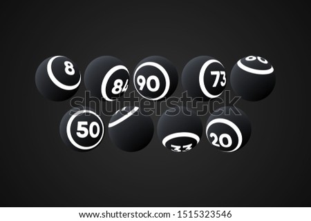 Black Bingo Balls Vector Illustration