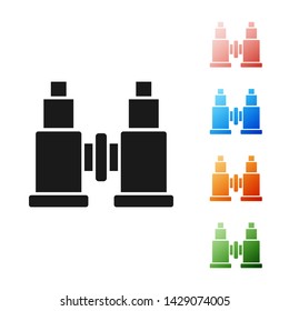 Black Binoculars icon isolated on white background. Find software sign. Spy equipment symbol. Set icons colorful. Vector Illustration
