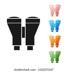 Black Binoculars icon isolated on white background. Find software sign. Spy equipment symbol. Set icons colorful. Vector Illustration