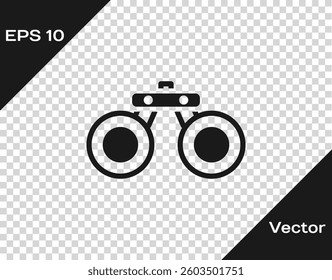 Black Binoculars icon isolated on transparent background. Find software sign. Spy equipment symbol.  Vector