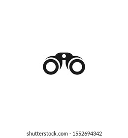 Black binoculars icon. Search, exploration, discovery, navigation concept. Vector illustration isolated on white.  travel, tourism, adventures symbol. 