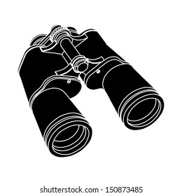 schwarze Ferngläser-Vektorillustration einzeln auf weißem Hintergrund