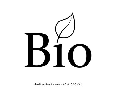 Black bio label icon with leaf
