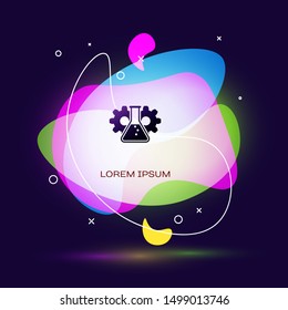 Black Bioengineering icon isolated on dark blue background. Element of genetics and bioengineering icon. Biology, molecule, chemical icon. Abstract banner with liquid shapes. Vector Illustration