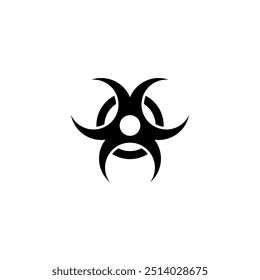 Black biohazard symbol, modern simplistic design.