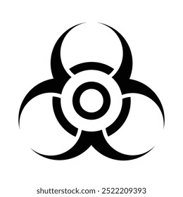 Black biohazard symbol on white background - universal warning for dangerous biological materials.