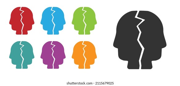 Black Bipolar disorder icon isolated on white background. Set icons colorful. Vector