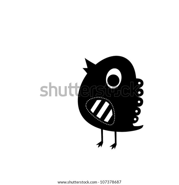 Black Bird Stock Vector (Royalty Free) 107378687