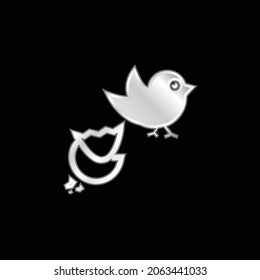 Black Bird And Broken Egg silver plated metallic icon