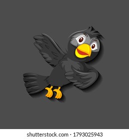 Black bird cartoon character illustration