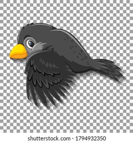 Black bird cartoon character illustration