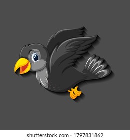 Black bird cartoon character illustration