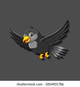 Black bird cartoon character illustration