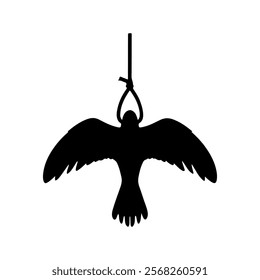 Black Bird dead silhouette vector illustration on white background.