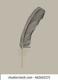 Black Bird Feather Drawn in Vector Illustration. EPS10