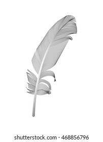 Black Bird Feather Drawn in White Background. Vector Illustration. EPS10