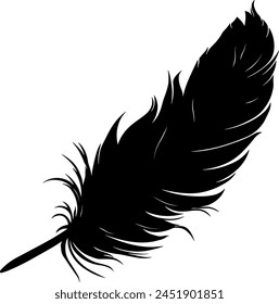 black bird feather silhouette without background