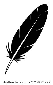 Preto pássaro pena vetor ícone simples quill pluma silhueta elemento