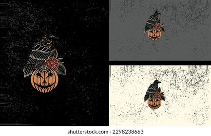 diseño de mascota vectorial de aves negras y flores