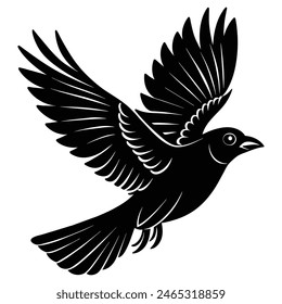 black bird flying up, minimalist animal logo or icon vector illustration