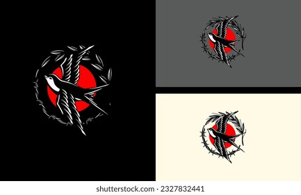 black bird flying vector mascot design