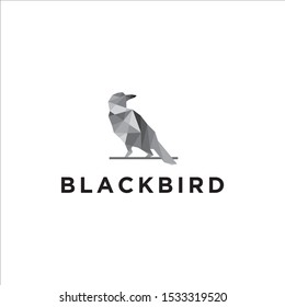Black bird geometric logo design vector