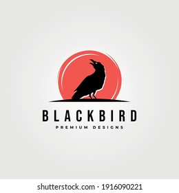 black bird icon logo vector with red background symbol illustration design