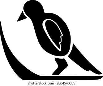 Icono de pájaro negro en pie