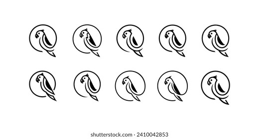 Black Voice Icon Set, Vogel-Logo mit Kreise und Linien
