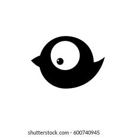 black bird icon, vector.  bird  in minimalistic style, icon