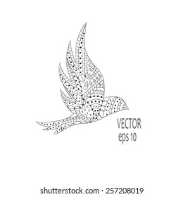 Black bird isolated with expanded wings, logo