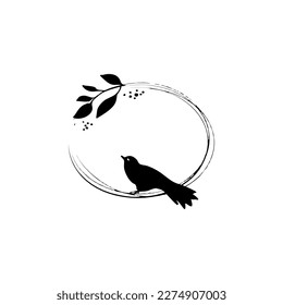 Black bird logo design. Vector unique element isolated on the background and easy to use for brand emblem.