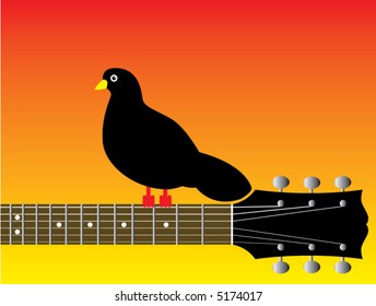 Black Bird on Guitar Neck with space for type