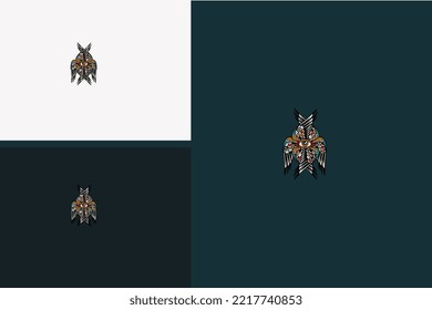black bird and one eye vector illustration logo concept