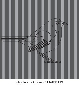 black bird pattern on gray striped background, vector, napkin design, decorative, textile, modern
