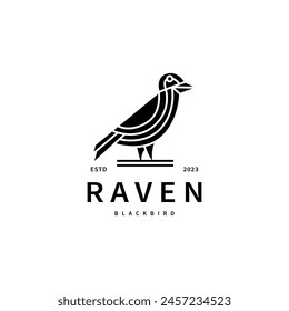 black bird raven logo design illustration 3