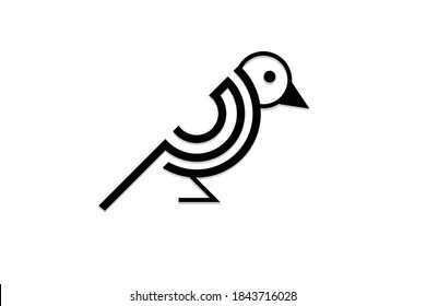 black bird shape flat design illustration and cool logo on white background