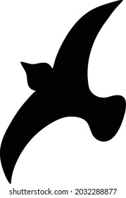 Black Bird Silhouette Against White Background No Sky. Free Vector