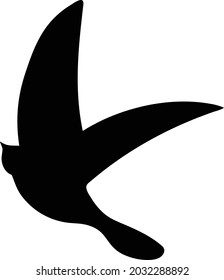 Black Bird Silhouette Against White Background No Sky. Free Vector