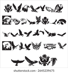 Black Bird Silhouette Icons Vector – Diverse Avian Shapes for Logos Posters and Graphic Design Projects