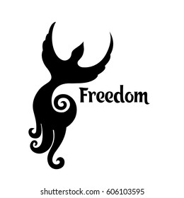 Black bird silhouette. Vector art