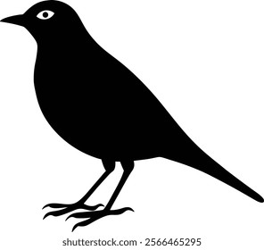 Black bird silhouette vector displayed on a white background