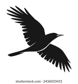Schwarzer Vogel Silhouette weiß Hintergrund