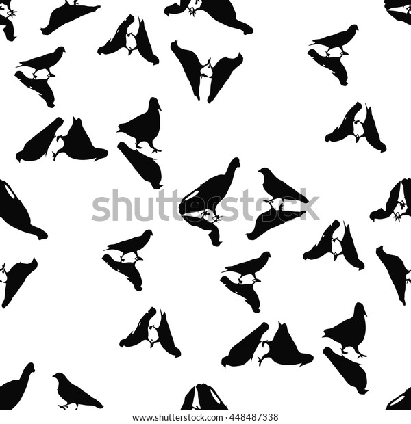 Black Birds On White Background Stock Vector (Royalty Free) 448487338